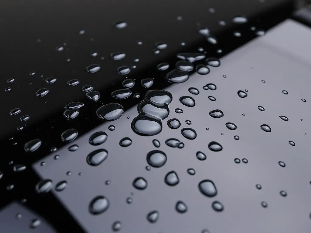 Tight water beads on a freshly ceramic-coated painted panel